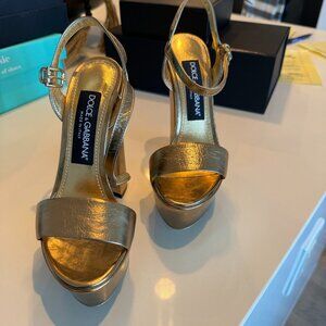 Dolce & Gabbana Foiled craquele calfskin platforms